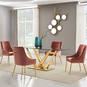 Ensemble <span class=keywords><strong>de</strong></span> table et <span class=keywords><strong>4</strong></span> chaises <span class=keywords><strong>de</strong></span> <span class=keywords><strong>salle</strong></span> à <span class=keywords><strong>manger</strong></span> en verre pour hôtel, restaurant, prix abordable - Product Image 2