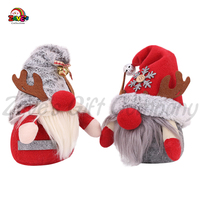 Poupées en coton décoratives de Noël Zaves 9 pouces Gnomes gris rouges avec bois Nez rouge Flocons de neige Figurines et jouets en peluche