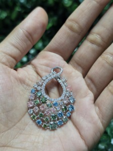 Collier pendentif diamant coloré, breloque goutte d'eau creuse, chaîne à maillons, bijoux romantiques en or pour femme, cadeau de mariage - Product Image 5