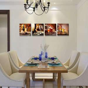 12x12 pulgadas/4 piezas decoración del hogar impresiones artísticas decoración de pared de cocina-Restauración de formas antiguas Naturaleza muerta barril de copa de vino para comedor - Product Image 3