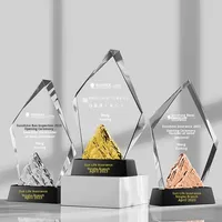 Trofeo de Cristal Creativo y Deslumbrante, Hecho a Medida, Grabado con Láser, Impreso con UV, Premio para Reunión Anual de Empresa China, Diseño de Pico de Montaña