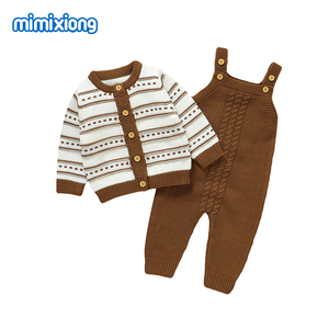 Conjunto de <span class=keywords><strong>Ropa</strong></span> de Bebé Mimixiong de Punto con Cárdigan y Peleles para Recién Nacido, <span class=keywords><strong>Ropa</strong></span> de <span class=keywords><strong>Invierno</strong></span> para Niño con Manga Larga a Rayas - Product Image 3