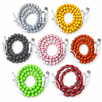 Câble de charge multi-prise USB Type C 4-en-1 avec perles pour téléphone, transfert de données, accessoire cadeau pour les fans de sport