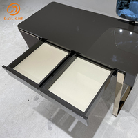 Vente flash, commode de luxe, élégante, cadre en bois massif noir, base en acier inoxydable, coiffeuse avec miroir et tiroir