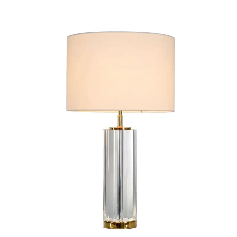 Lámpara de cristal para sala de estar, mesita de noche, de tela de lino, moderna