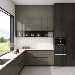 Armoire de luxe en bois de haute qualité en provenance de Chine, armoire de chambre à coucher, armoire de chambre à coucher moderne, style simple gris foncé, meubles d'armoire - Product Image 2