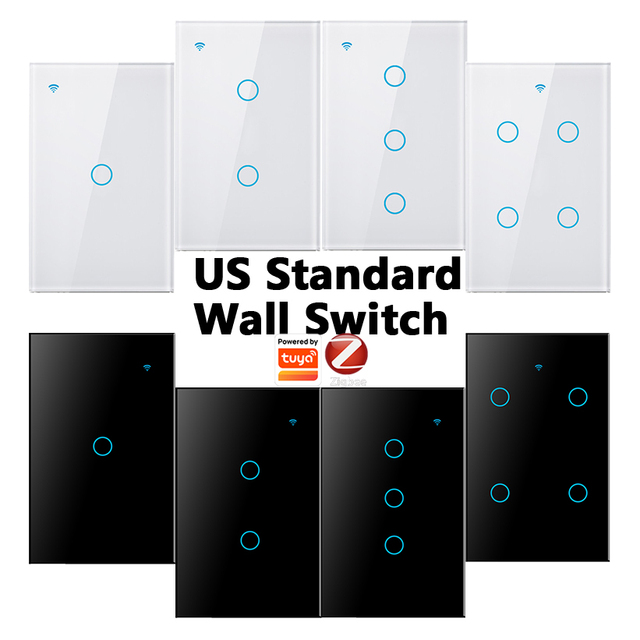 ZB-SW-US Standard Tuya Smart Touch Zigbee Light Switch Tuya Alexa Voice Control 1/2/3/4 Gang Remote Control Smart Switch