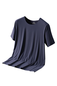 Men's Regular Fit Formal Short Sleeve <strong>Modal</strong> Knitted T-Shirt 220g Silk Screen <strong>Printed</strong> Front Logo Solid Color Breathable - Product Image 5