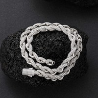 BESXL0258 européen américain Hip-Hop hommes collier plein Zircon 8mm tressé torsadé singapour chaîne plaqué or laiton