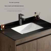 Ensemble de meuble-lavabo autoportant en aluminium spatial avec lavabo en céramique intégré pour salle de bain