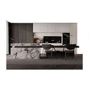 Ensemble d'armoires de cuisine encastrées en bois acrylique avec porte en stratifié double face sur mesure, moderne, avec charnières, pour maison préfabriquée - Product Image 1