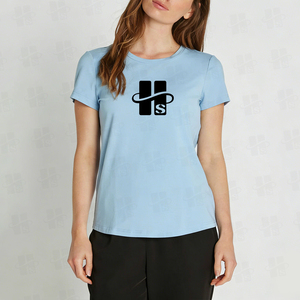 T-shirts pour femmes en coton 230 GSM, coupe ajustée, col rond, ourlet incurvé, broderie 3D personnalisée, vente en gros d'usine, haute qualité - Product Image 2