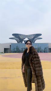 Star Shining Women's <strong>Plus</strong> <strong>Size</strong> Sable Fur <strong>Coats</strong> Long Natural Sable <strong>Swing</strong> <strong>Coat</strong> with Sable Trim Mink <strong>Coat</strong> - Product Image 3