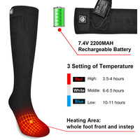 Chaussettes de chasse chauffantes hautes à batterie rechargeable, chaussettes thermiques d'hiver pour bottes, en fibre de carbone, chaudes et isolées pour le mollet, vente en gros personnalisée