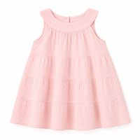 Robe Salopette 100% Coton pour Petites Filles, Modèle Été Polyvalent, Jupe Trapèze Imprimée, Princesse, Sans Manches, Douce pour la Peau, Vente en Gros
