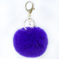 Porte-clés pompon multicolore, sous forme de peluche, bricolage, accessoire personnalisé, amovible et pelucheux, vente en gros