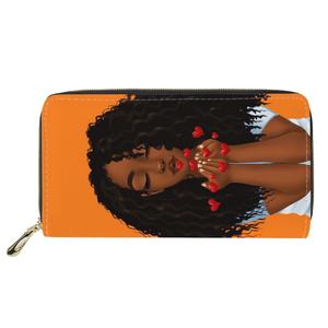3D cetak kepribadian Afrika Afro gadis wanita panjang ritsleting dompet koin uang wanita kartu kredit dompet kulit - Product Image 2