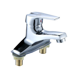 Robinet de lavabo Chenlu à poignée unique, valve en céramique, montage sur plan, eau chaude et froide, 4 trous - Product Image 4