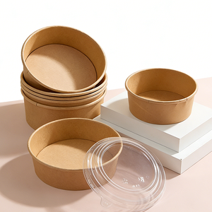 Bol à soupe rond jetable en papier, récipient alimentaire en papier, emballage alimentaire écologique pour déjeuner <span class=keywords><strong>et</strong></span> salade, bol en papier - Product Image 1