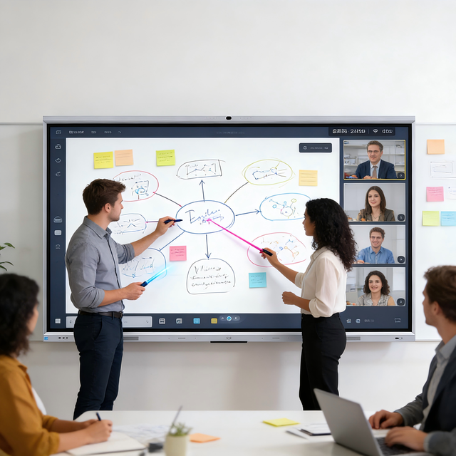 65 Inch BOE C100 Series 4K UHD Interactive Flat Panel Android 13 Quad Core Smart Whiteboard 10-Point Touch Office Classroom