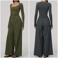 Tenue de sport pour femme, col en V, coupe ajustée, respirante, séchage rapide, taille haute, pour course à pied et activités de plein air