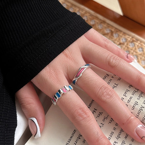 Yinruitai S925 Sterling Silver Rainbow Zircon Cross <b>Open</b> <b>Ring</b> For Women Small Versatile Fashion Jewelry Gift - Product Image 4