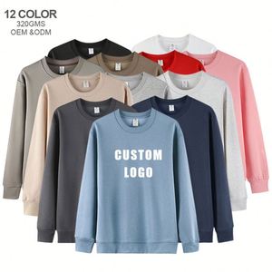 เสื้อสเวตเชิ้ตคอกลมปักโลโก้ OEM แบบกำหนดเอง เสื้อฮู้ดดี้โอเวอร์ไซส์ผ้าเปล่า 65% คอตตอน+35% โพลีเอสเตอร์ ขายส่งจำนวนมาก - Product Image 3