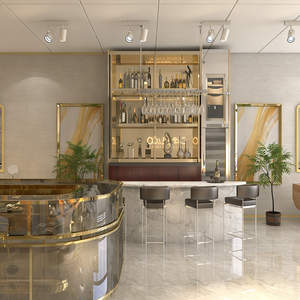 Armoire de présentation en verre luxueux avec cadre doré, éclairage LED, forme d'arc, dimensions personnalisables et résistante - Product Image 2