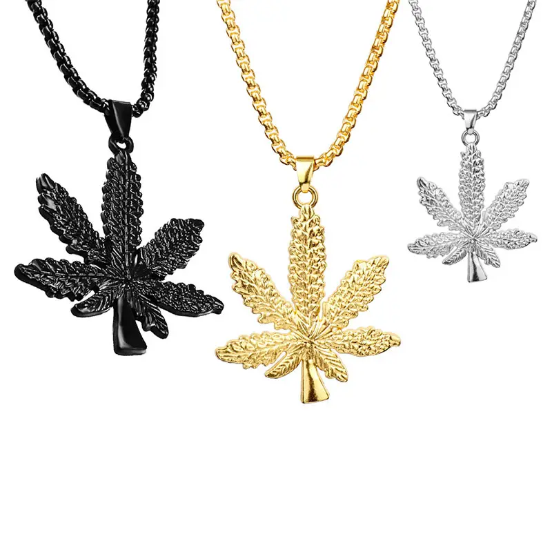 Maple Leaf Necklace Pendant Men's Jewelry Plant Leaves Stainless Steel Pendants Necklaces Hip Hop Women's Maple Leaf Chains Gift