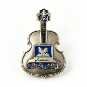เข็มกลัดโลหะรูปไวโอลินแจ๊สแบบกำหนดเองเคลือบเงา 2 มิติ - ของที่ระลึกจากลุยเซียนาธีมความรักสำหรับคนรักดนตรี - Product Image 2