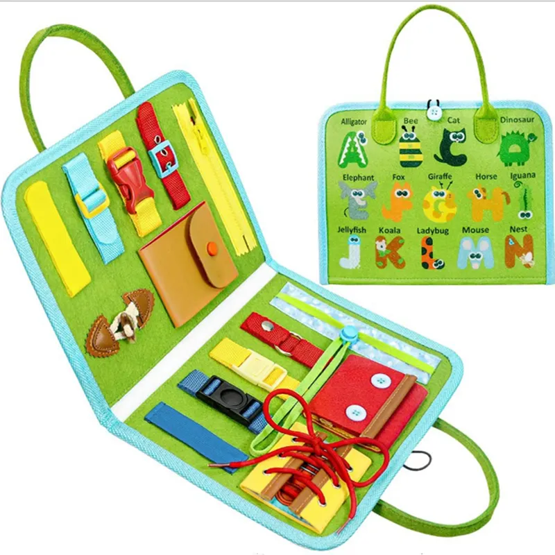 Портативная войлочная доска, обучающая доска, Обучающие Детские игрушки Монтессори, детские учебные пособия, одевание