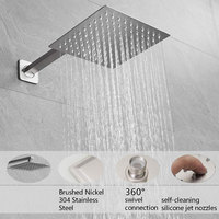 Ensemble de douche à fonction unique, kit de finition R, système de pomme de douche carrée à effet pluie, comprenant un bras de douche extra long pour salles de bain