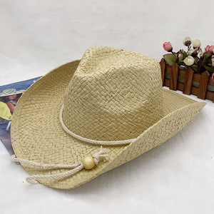 Summer Large Brim Women Men Cowboy <strong>Hats</strong> Jazz <strong>Straw</strong> With Rope Sun Beach Panama <strong>Hat</strong> for Travel - Product Image 5