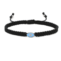 Nouveau bracelet tressé réglable en acier inoxydable avec charme œil du mal pour femmes et hommes