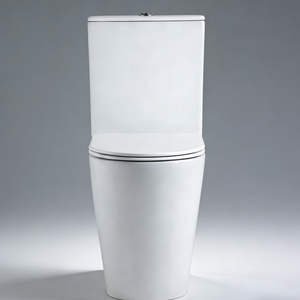 <span class=keywords><strong>WC</strong></span> en céramique deux pièces homologué Watermark avec base conique élégante, <span class=keywords><strong>bouton</strong></span> de chasse d'eau intégré et siège à fermeture douce pour salles de bain modernes - Product Image 1
