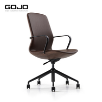 Silla Ejecutiva Moderna de Cuero PU Reclinable y Giratoria con Base de Aluminio y Espuma Moldeada, Silla de Oficina de Lujo con Respaldo Bajo