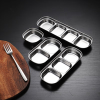 Multi-grid dienblad van roestvrij staal SUS304, food grade, voor dipsaus, kruiden, friet, fruit, hapjes, catering en BBQ.