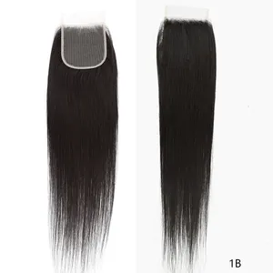 Synthetic Hair Closure Straight 4x4 Synthetic Lace Top Closure Synthetic Hair Weave Pack Solution With Closure For Black Women