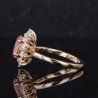 10 Karat Gelbgold Sakura Pink Lab gewachsener Saphir Edelstein Moissan ite Edelstein Ring