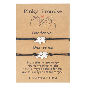 Pinky Promise <b>Couple</b> <b>Bracelet</b> Stainless Steel Waxed Thread Braided Jewelry Gift For Lovers Valentine's Day - Product Image 5