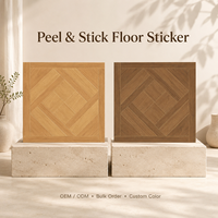 Carrelage de sol en bois PP brun sur mesure, 0,76 mm, autocollant adhésif, facile à poser
