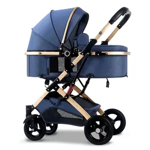 Sınıf tasarım itme sandalye altın çerçeve seyahat sistemi yüksek peyzaj bebek buggy arabası fold mümkün 0 ila 36 ay için pram bebek