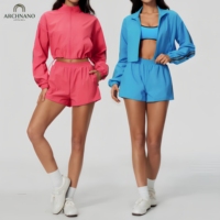 Ensembles de sport pour femmes ARCHNANO, 2 pièces, veste courte zippée, shorts de cycliste, tenues personnalisées avec logo, vêtements de fitness, vêtements de sport