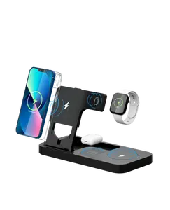 Подходит для мобильных телефонов Apple Huawei Samsung, беспроводное зарядное устройство 4 в 1, 15 Вт, супербыстрая зарядка, зарядная станция