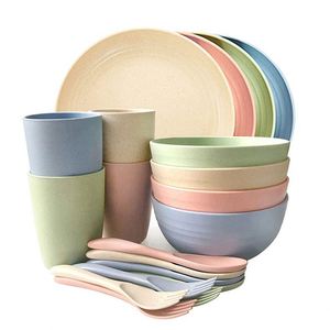 Eco Friendly Bpa Free Wheat Straw Plastic Baby <b>Kids</b> Picnic Dinnerware Sets Dinner Tableware Set - Product Image 3
