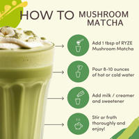 Poudre de Matcha aux Champignons, Thé Vert Contenant 6 Types de Champignons Anti-âge et Matcha de Qualité Cérémoniale, OEM Sous Sa Propre Marque