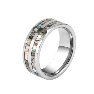 2024 Bán Buôn Cắt Cạnh Đen Bạc Mạ Người Đàn Ông Của Tungsten Thép Vòng Vỏ bào ngư Cho Nam Giới - Product Image 1