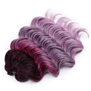 Estensioni per <span class=keywords><strong>Capelli</strong></span> Sintetici Intrecciati a Uncinetto, 16 Pollici, Onda Profonda Riccia, per Biondo, Marrone, Rosa, Colorato, 3 Ciocche - Product Image 1