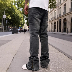 <span class=keywords><strong>Jeans</strong></span> Denim Personalizzati OEM a Gamba Dritta con Effetto Svasato per <span class=keywords><strong>Uomo</strong></span>, Pantaloni Elasticizzati Lavati per Vendita all'Ingrosso - Product Image 4