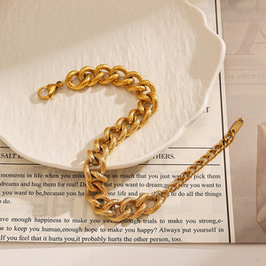 Pulsera de acero de titanio chapada en oro, cadena en espiral, ajustable, joyería unisex YB11_1 - Product Image 3